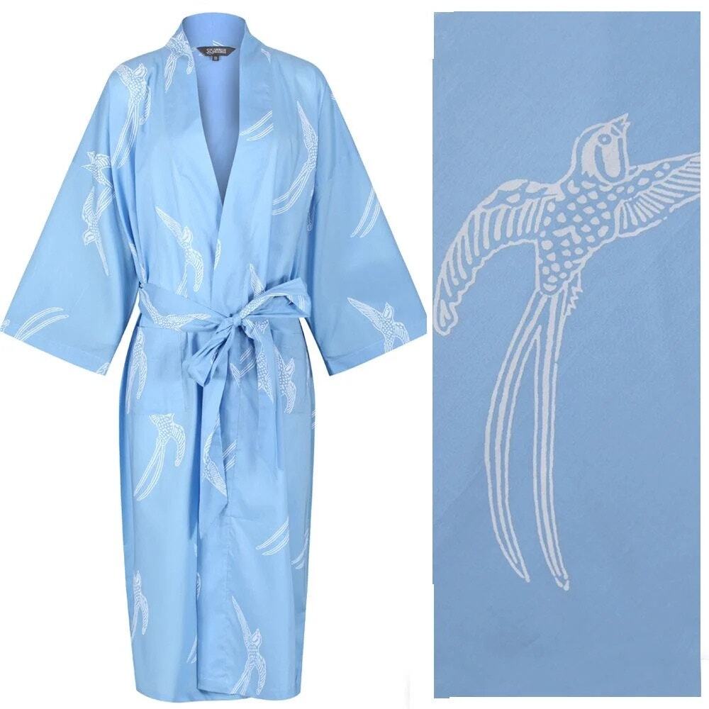 Susannah Cotton Lightweight Kimono Robe Dressing Gown Women's Bathrobe Yukata